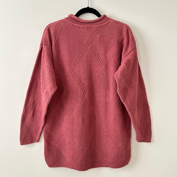 Vintage 100% Cotton Flower & Heart Pink Sweater - Picture 12 of 16
